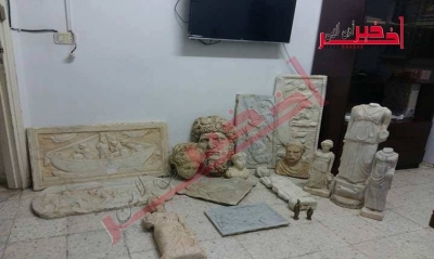 صورة- قرمبالية /منها رأس حنّبعل و عليسة و الملكة زنوبية : حجز 20 قطعة أثرية صاحبها ألقى نفسه من الطّابق الثاني أثناء القبض عليه